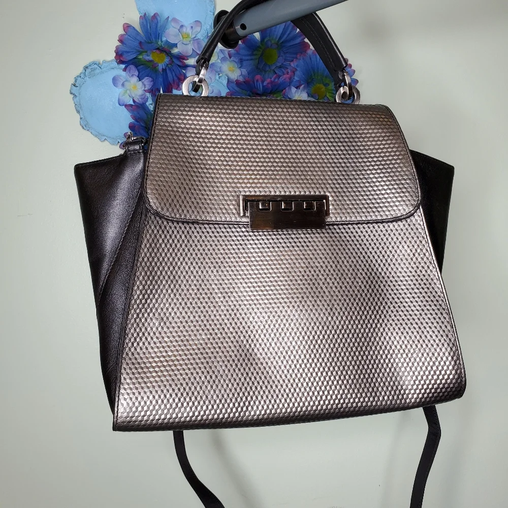 Zac Posen Black and Gunmetal Eartha Satchel